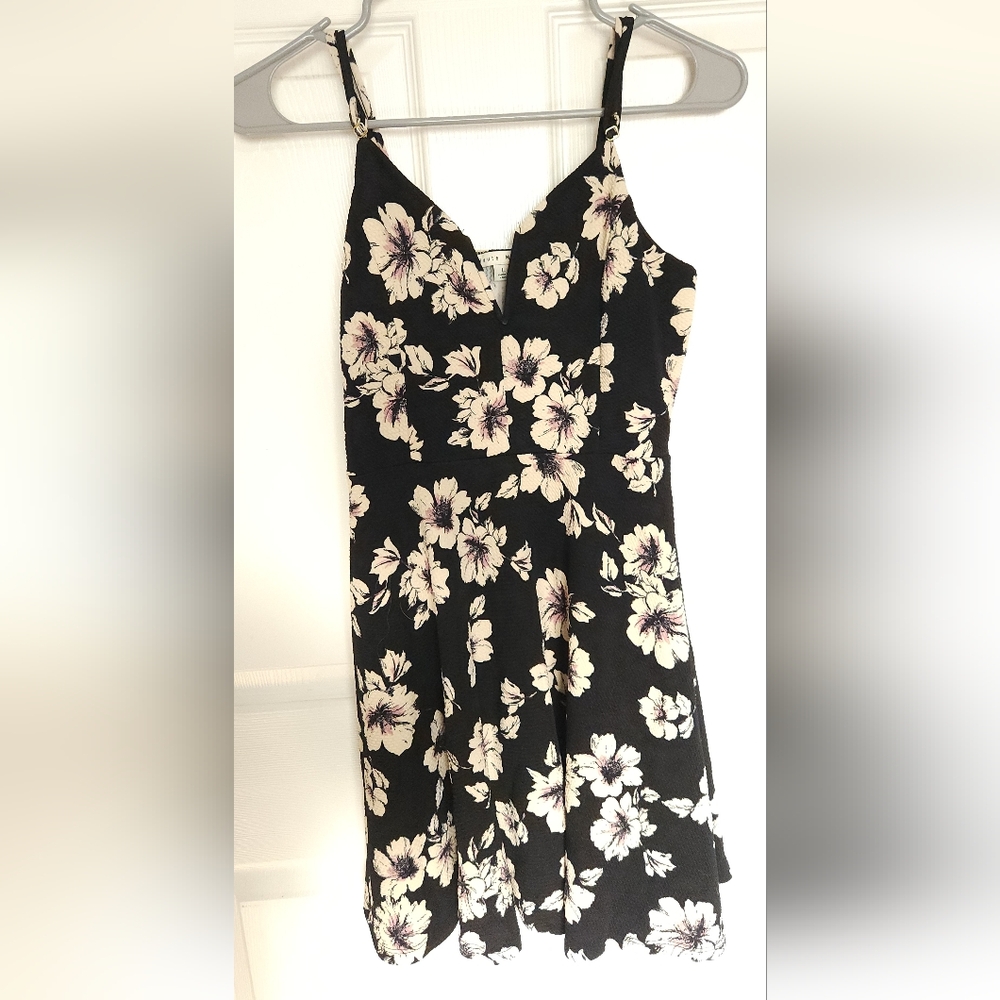 Black floral dress with V